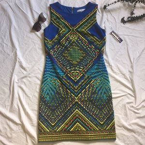 NWT Printed Knee length Dress. Cocktail/ Tropical
